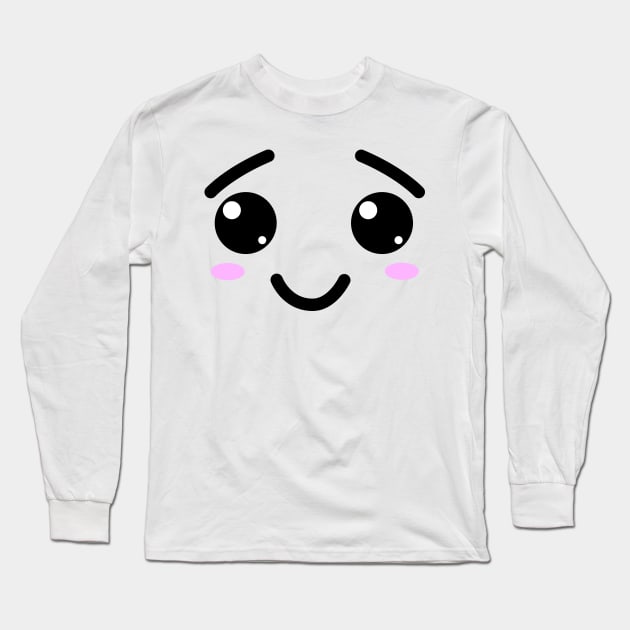 Cute Kawaii face smiling Long Sleeve T-Shirt by All About Nerds